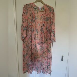Pink Floral Lularoe “Shirley” Kimono